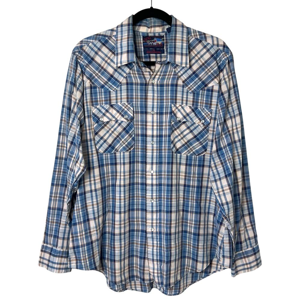 Vintage Gap Men's Plaid Pearl Snap Front Western Shirt Retro Americana Size XL